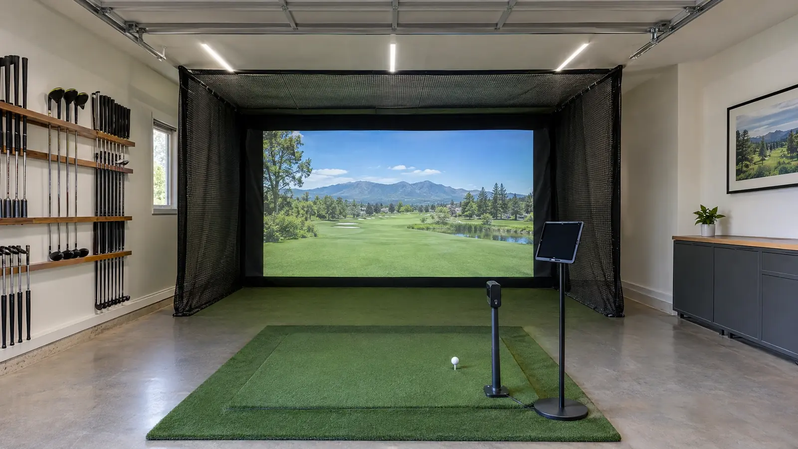 SkyTrak golf simulator bay