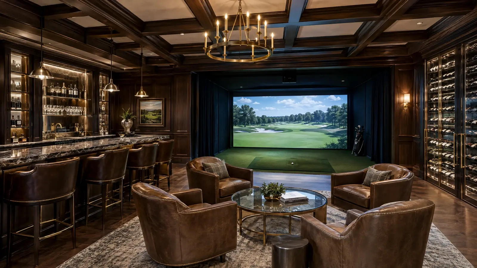 Golf simulator room in Brentwood, Tennessee