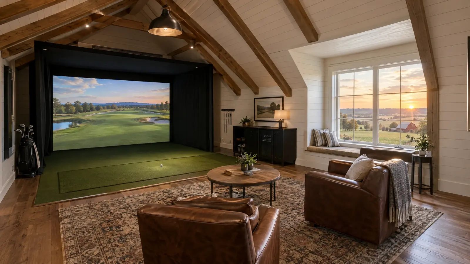 Golf simulator room in College Grove, Tennessee