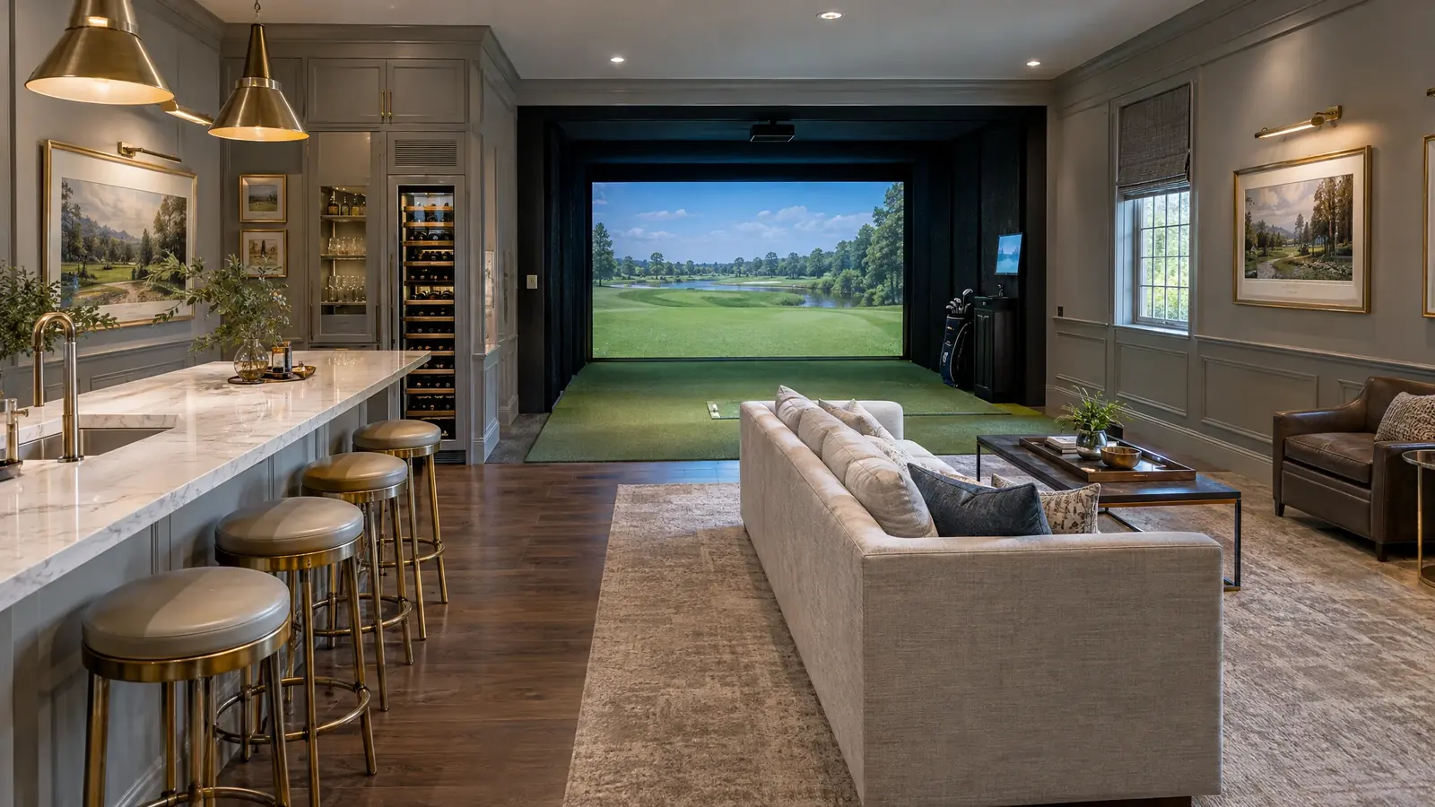 Golf simulator room in Green Hills, Tennessee