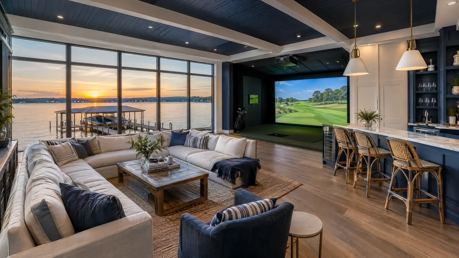 Golf simulator room in Hendersonville, Tennessee