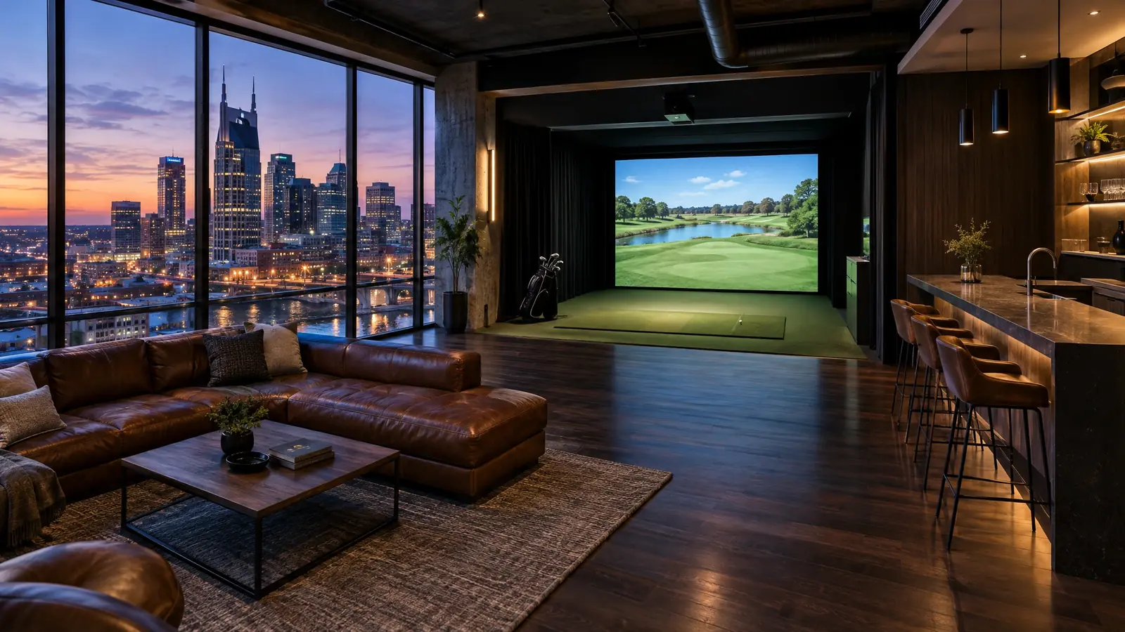 Golf simulator room in Nashville, Tennessee