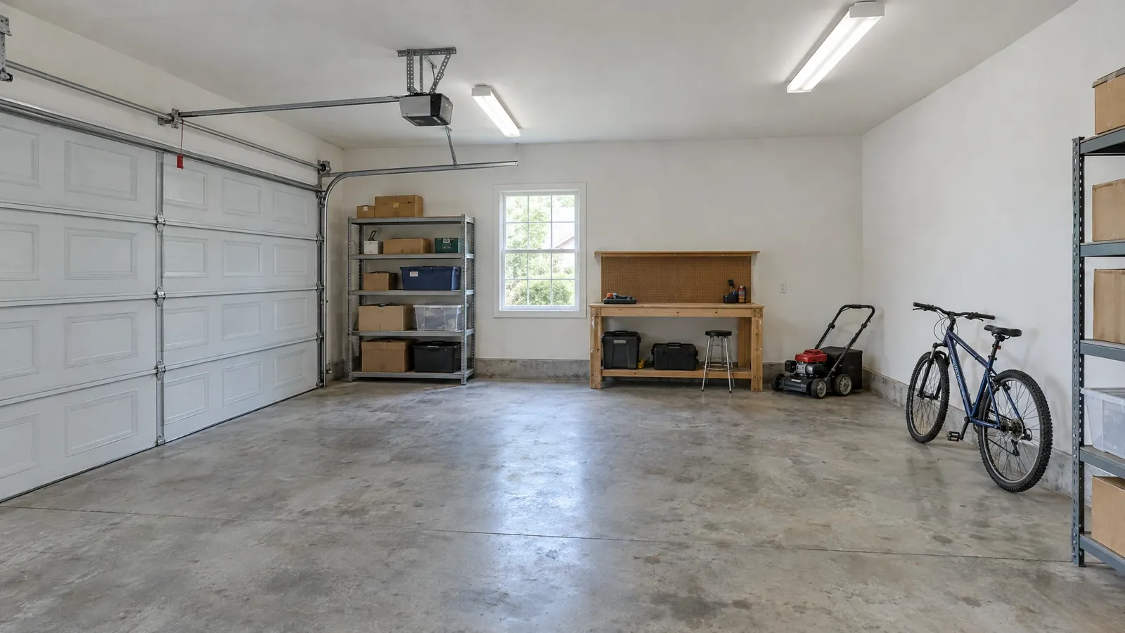 An unfinished garage before the simulator build