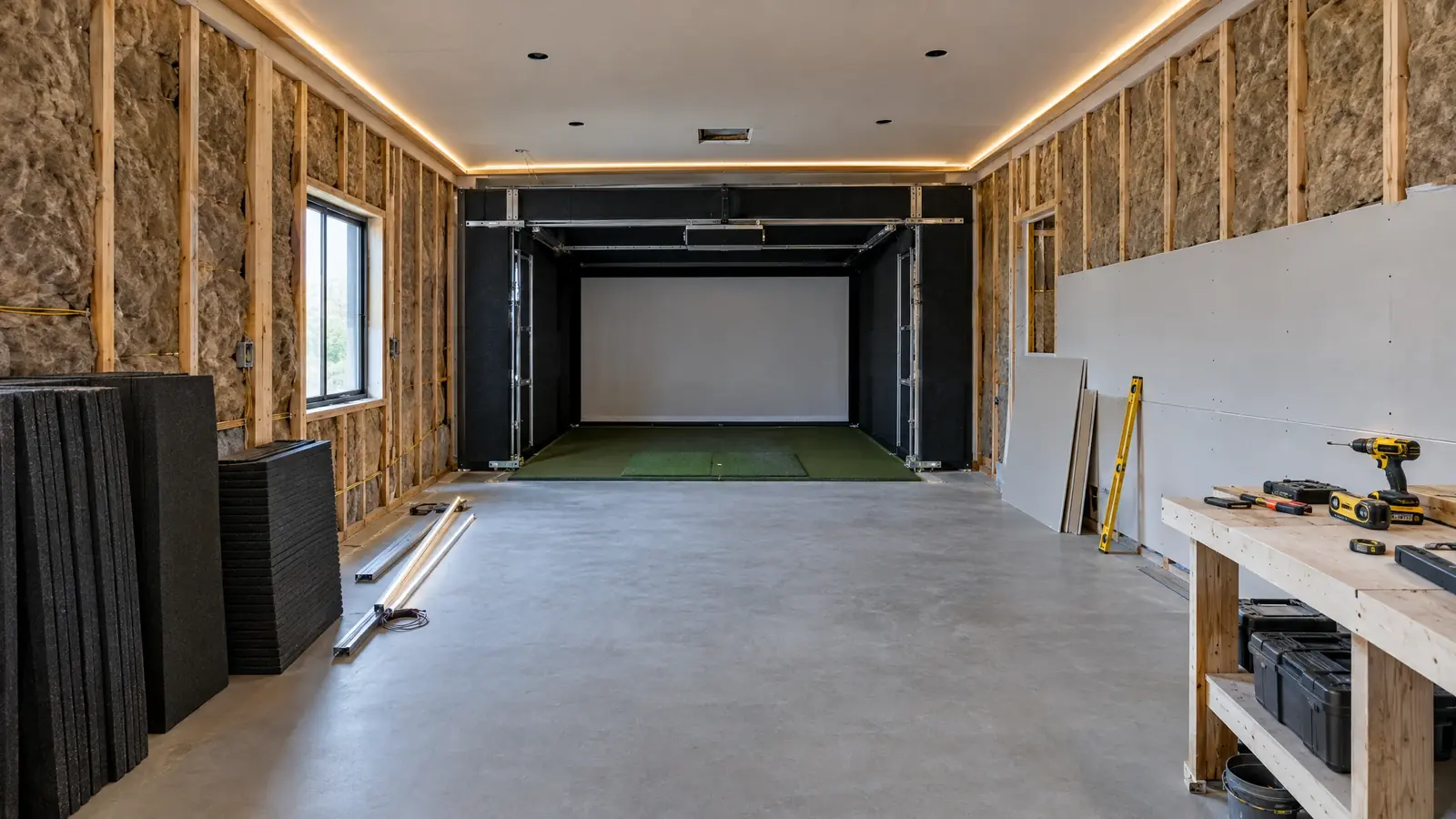 Simulator Room Build-Out, Lighting & Soundproofing golf simulator service